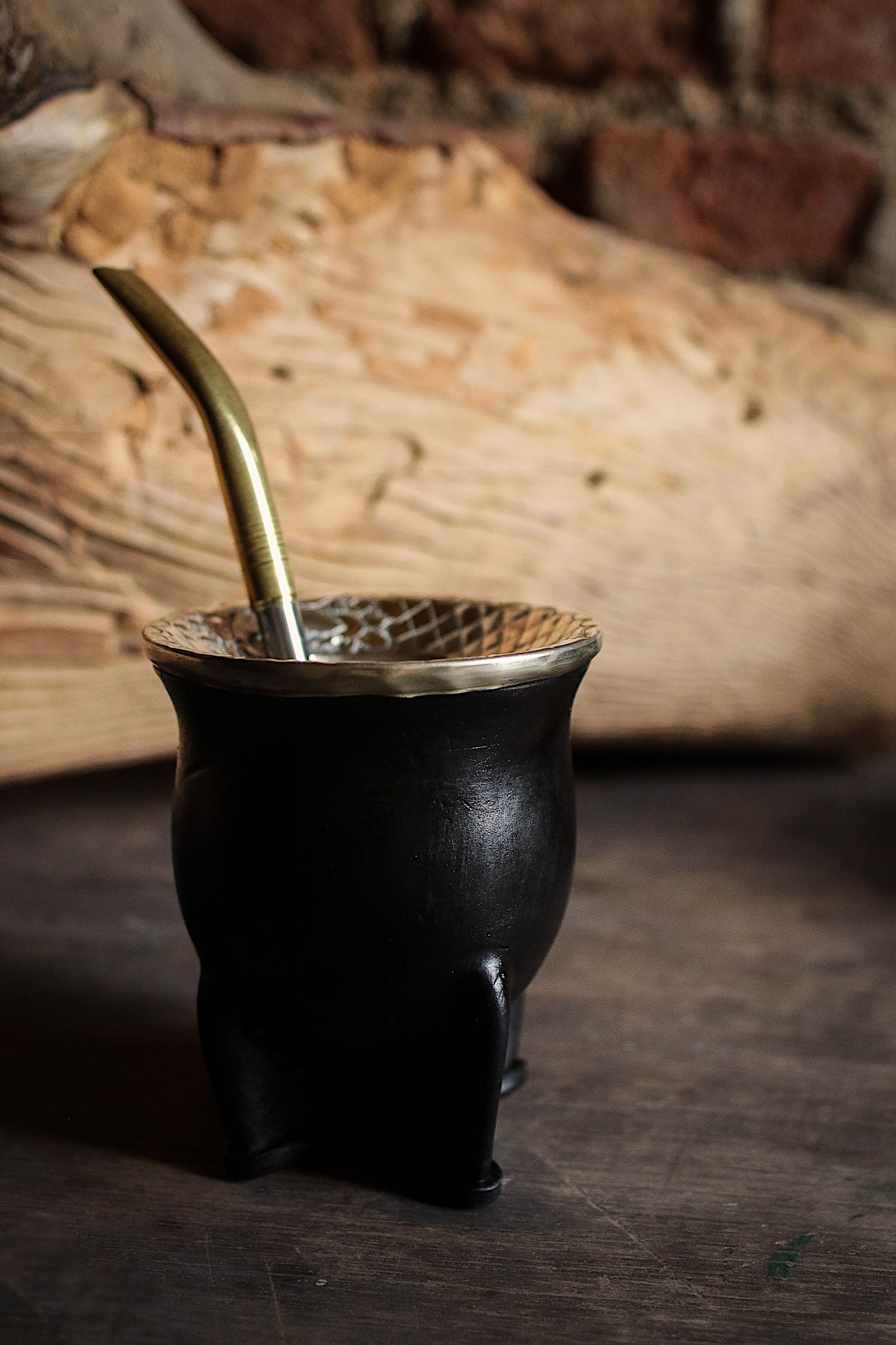 Mate de Cuero y Alpaca con Bombilla