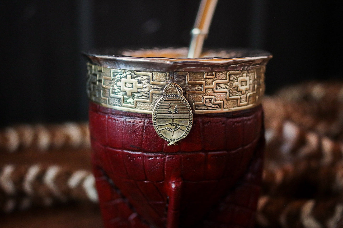 Imperial Cuero y Bronce con Escudo, Matepa y Bombilla