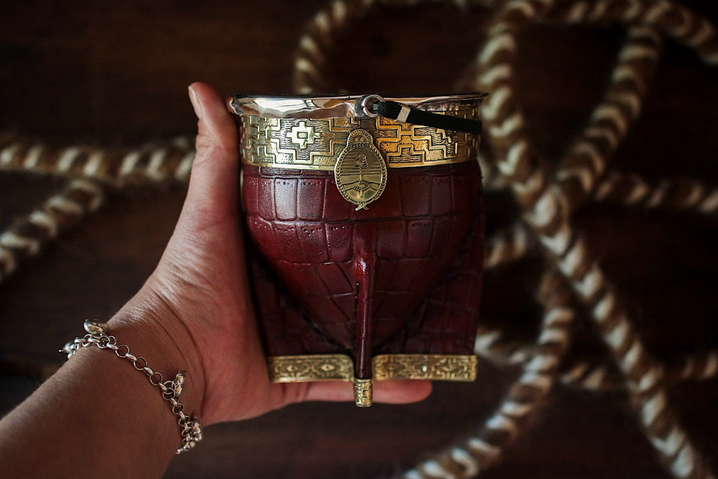 Imperial Cuero y Bronce con Escudo, Matepa y Bombilla