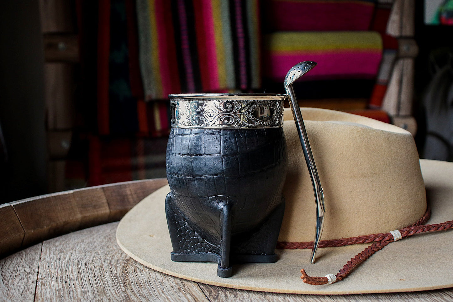Imperial Cuero Croco y Alpaca con Bombilla