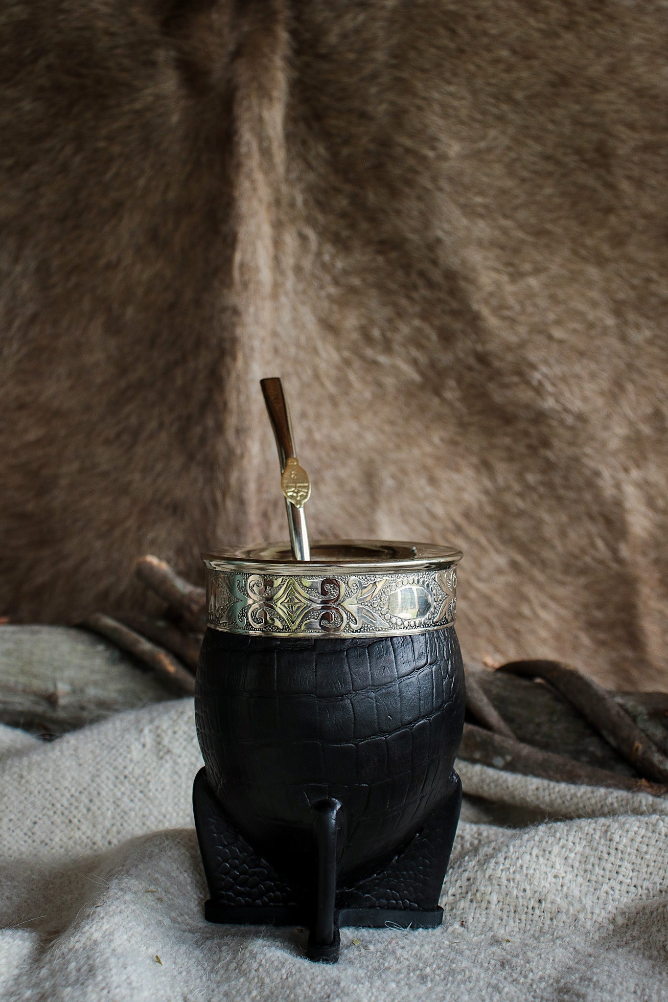Imperial Cuero Croco y Alpaca con Bombilla