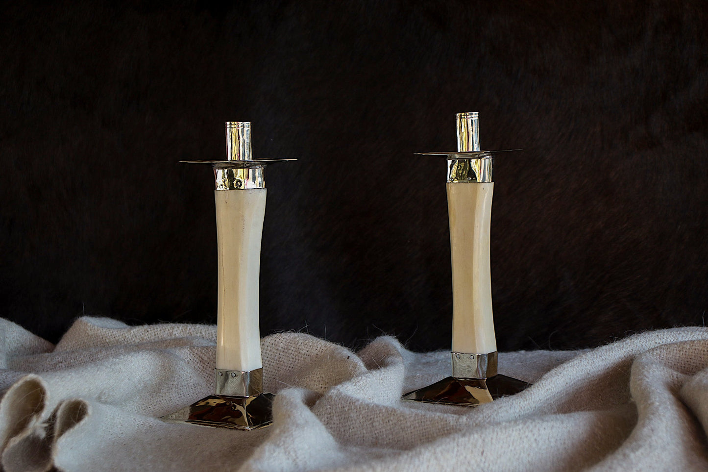 Candeleros de Hueso y Alpaca