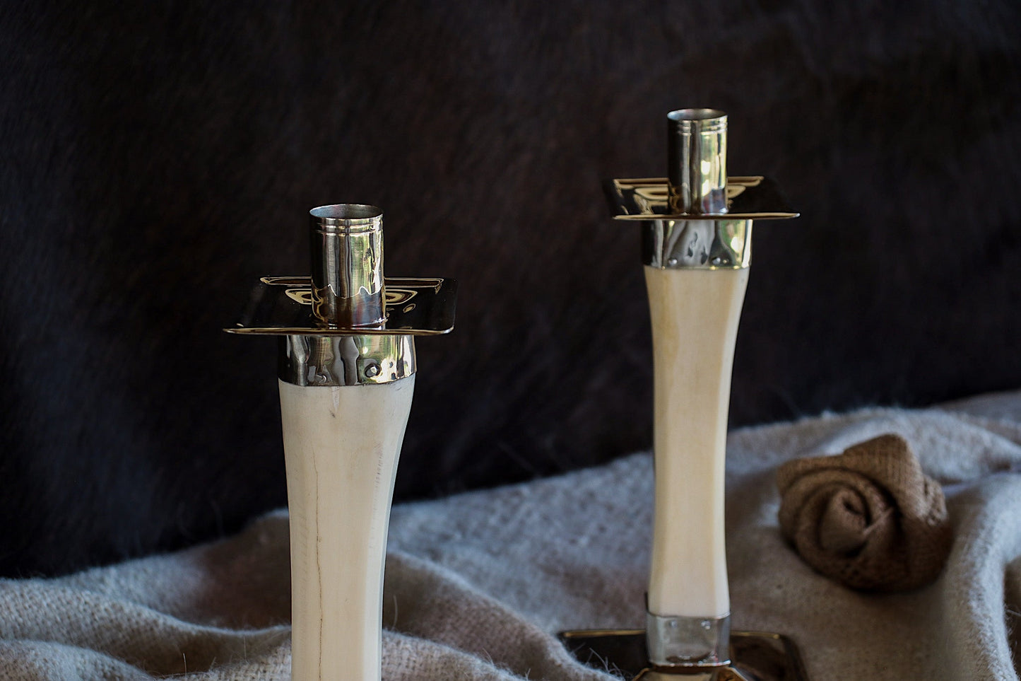 Candeleros de Hueso y Alpaca