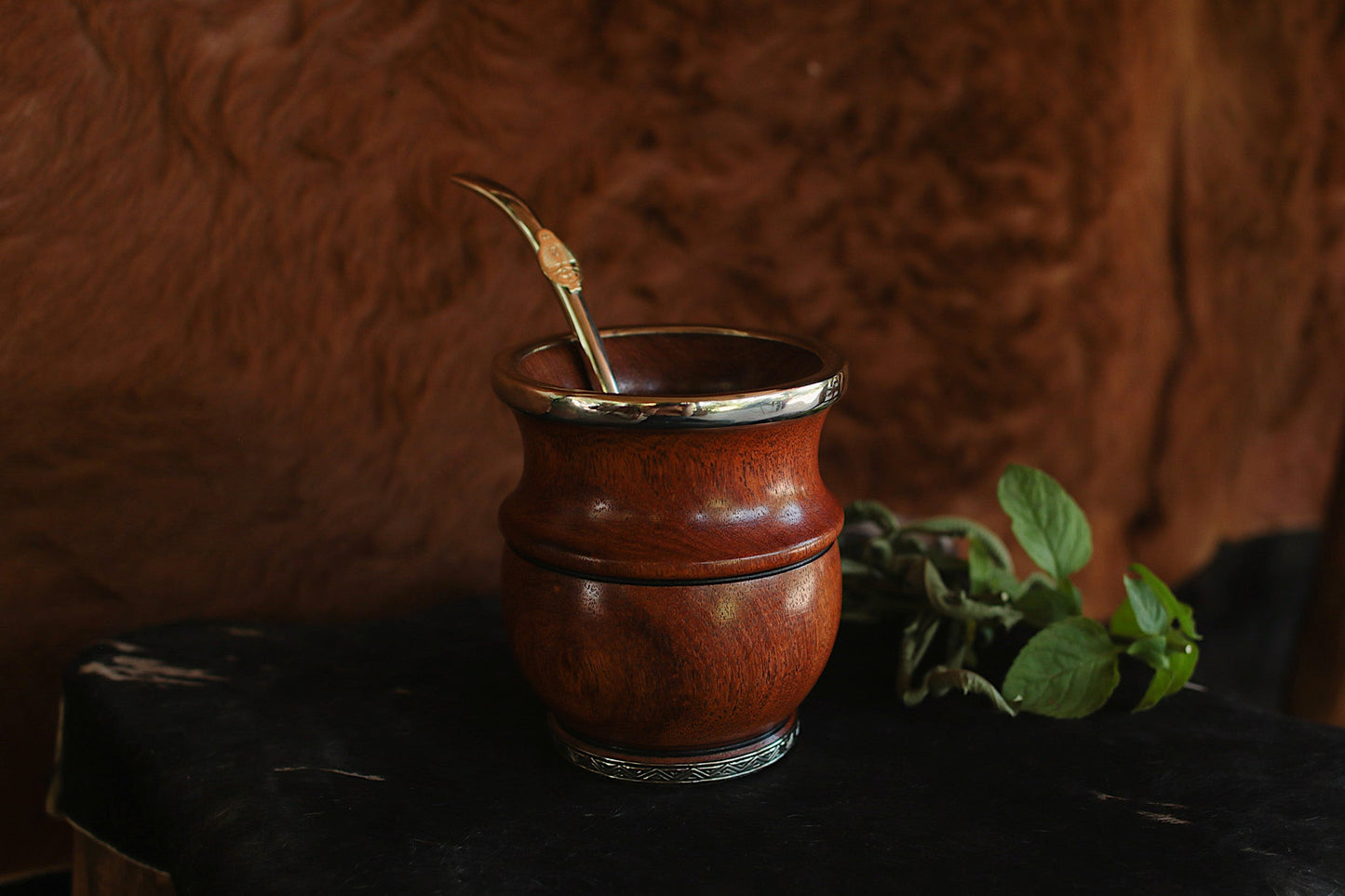 Mate de Algarrobo y Alpaca con Bombilla