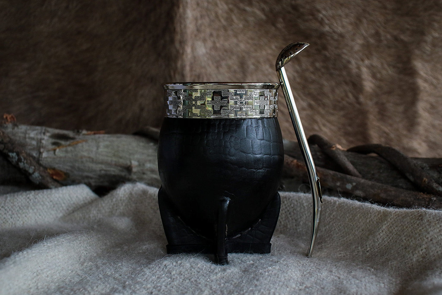 Imperial Cuero Croco y Alpaca con Bombilla