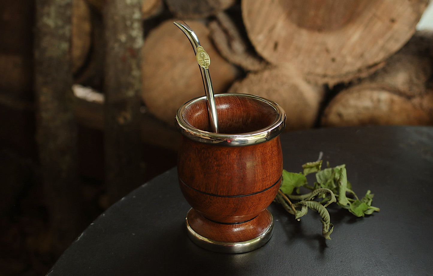 Mate de Algarrobo y Alpaca con Bombilla