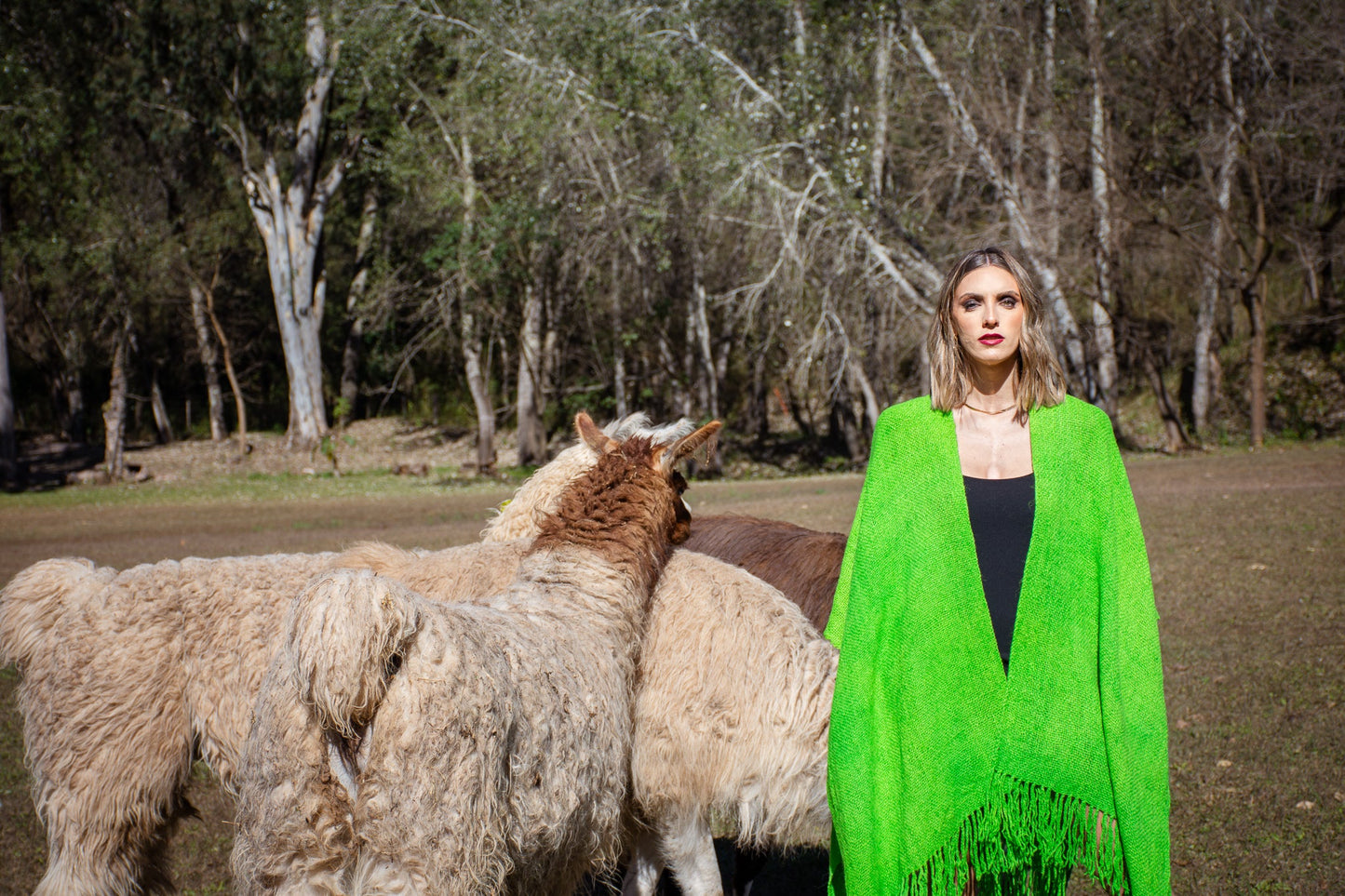 Ruana "Amancay" Hilos Llama Baby en Telar