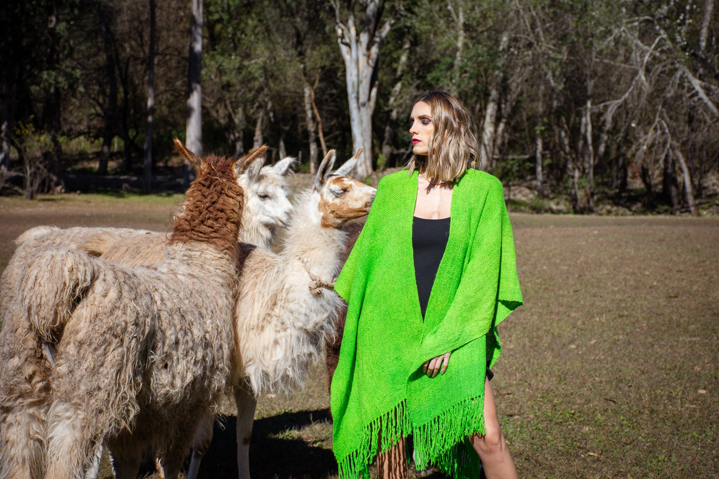 Ruana "Amancay" Hilos Llama Baby en Telar
