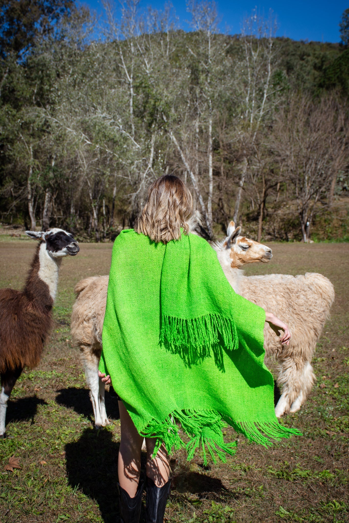 Ruana "Amancay" Hilos Llama Baby en Telar