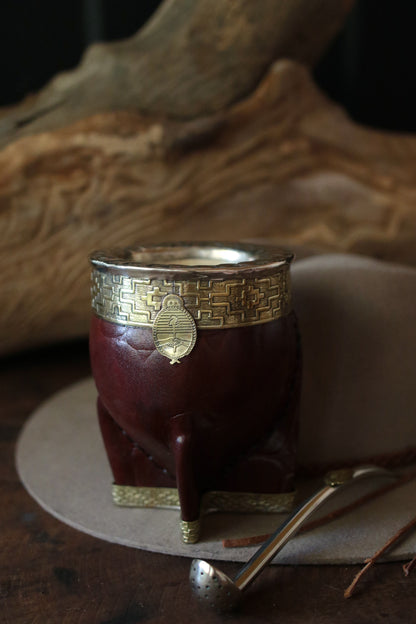 Mate Imperial de Cuero y Bronce con Bombilla