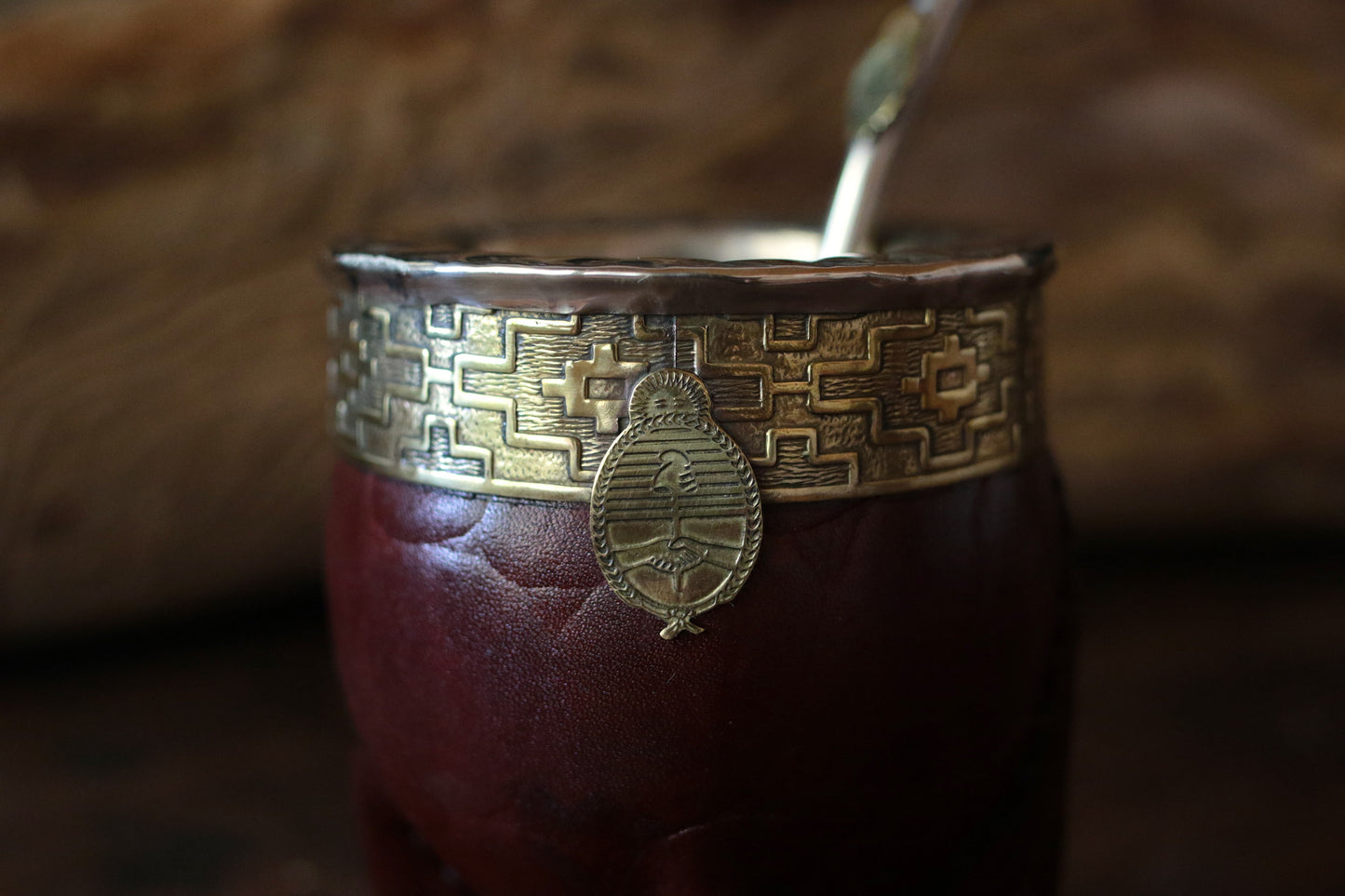 Mate Imperial de Cuero y Bronce con Bombilla