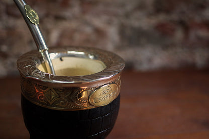 Mate Imperial de Cuero y Bronce con Bombilla