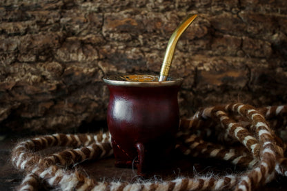 Mate de Cuero y Alpaca con Bombilla
