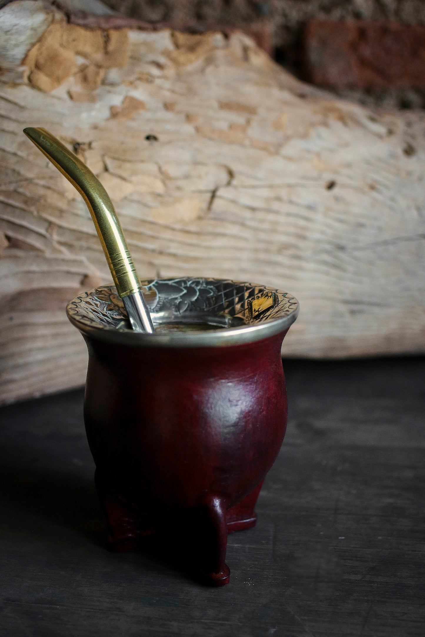 Mate de Cuero y Alpaca con Bombilla