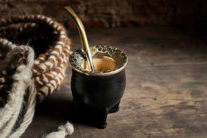 Mate de Cuero y Alpaca con Bombilla