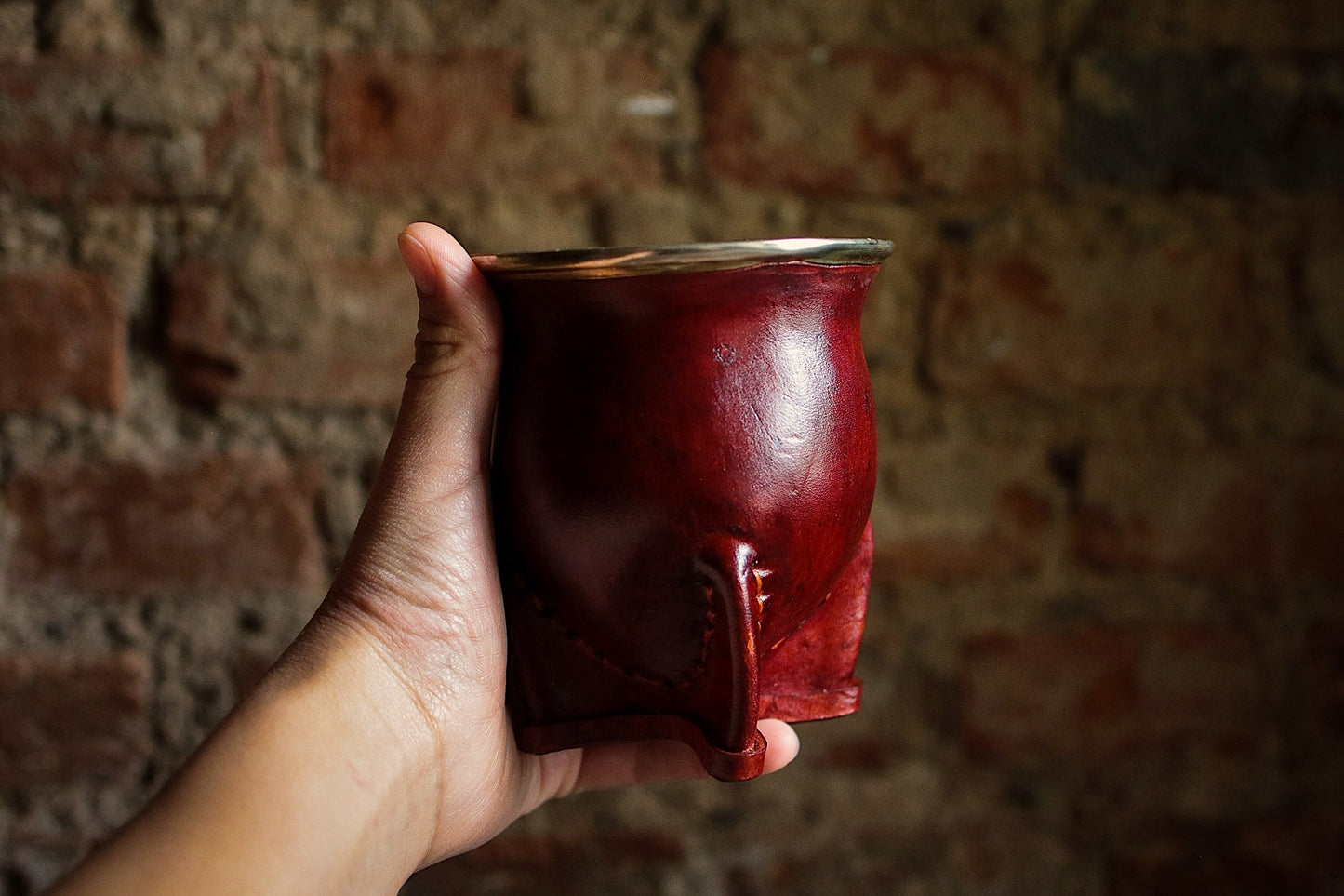 Mate de Cuero y Alpaca con Bombilla