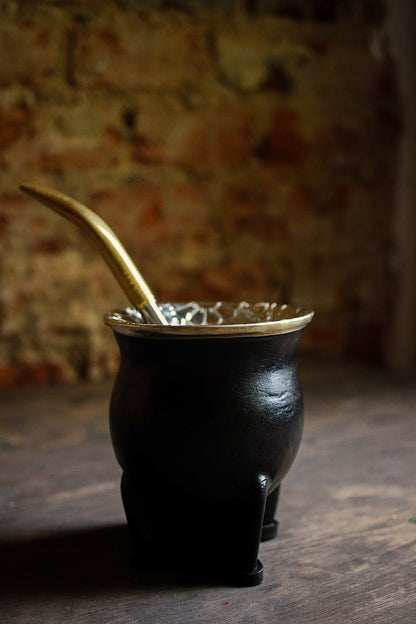 Mate de Cuero y Alpaca con Bombilla