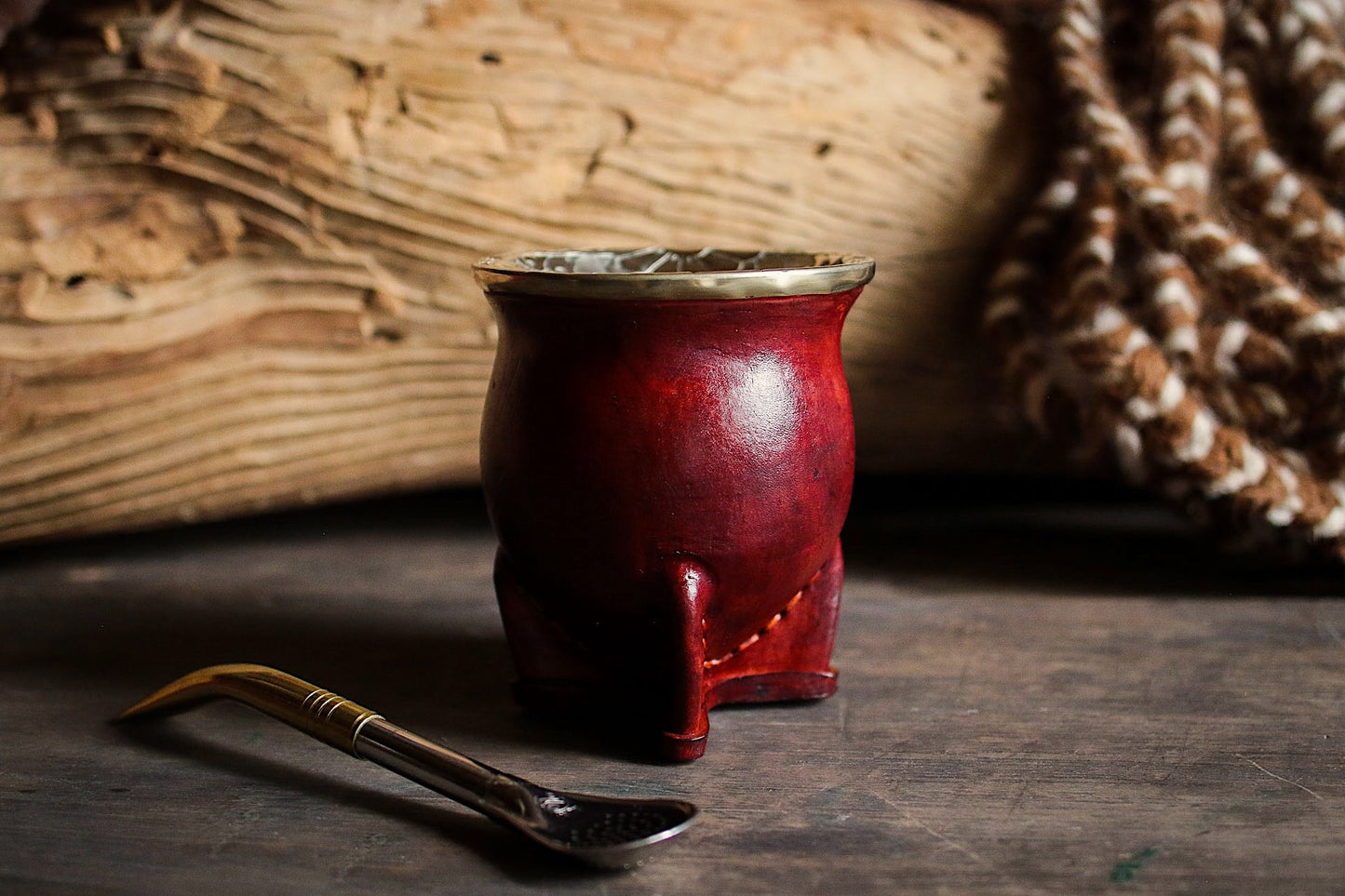Mate de Cuero y Alpaca con Bombilla