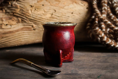 Mate de Cuero y Alpaca con Bombilla