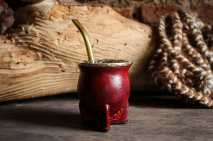 Mate de Cuero y Alpaca con Bombilla