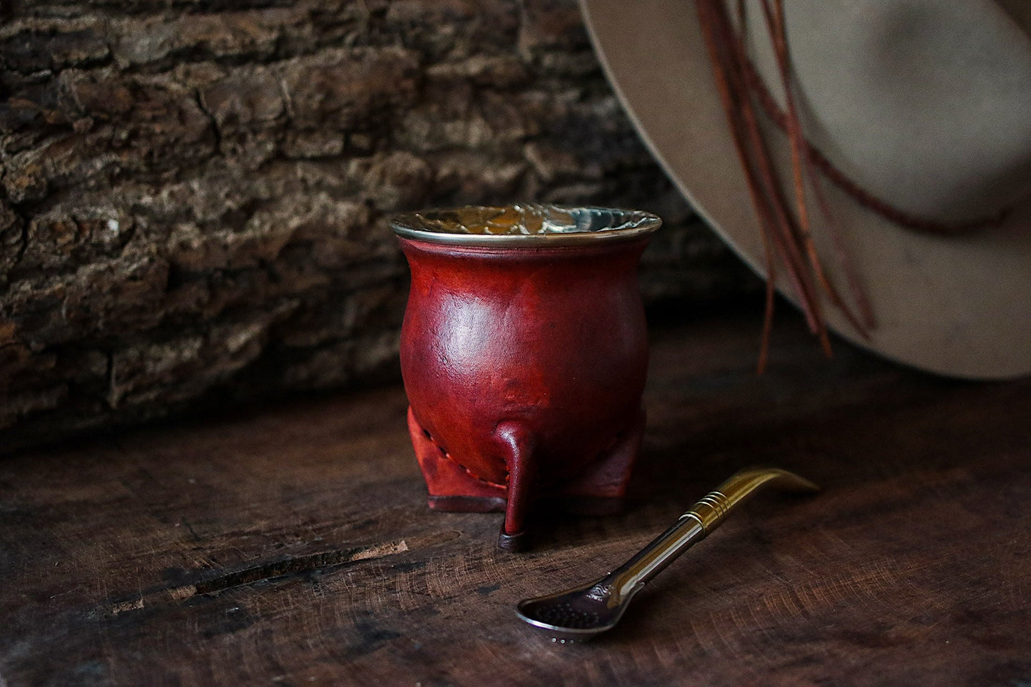 Mate de Cuero y Alpaca con Bombilla