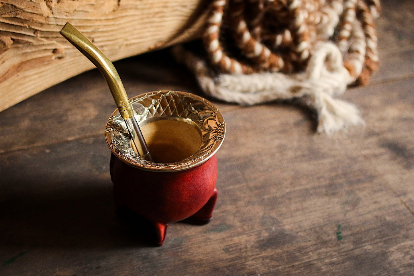 Mate de Cuero y Alpaca con Bombilla