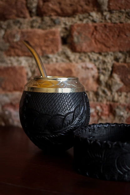 Mate criollo forrado en Cuero Natural y Bombilla