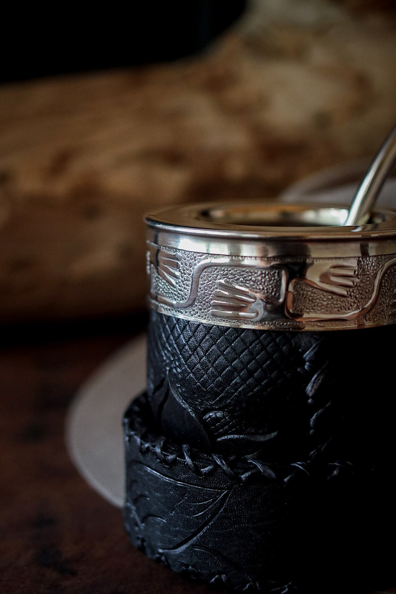 Mate criollo forrado en Cuero Natural y Bombilla