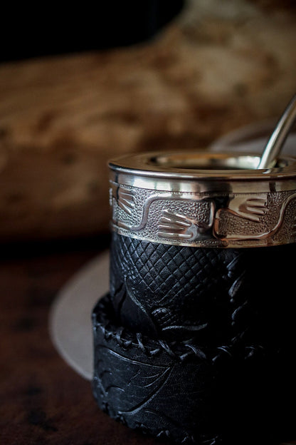 Mate criollo forrado en Cuero Natural y Bombilla