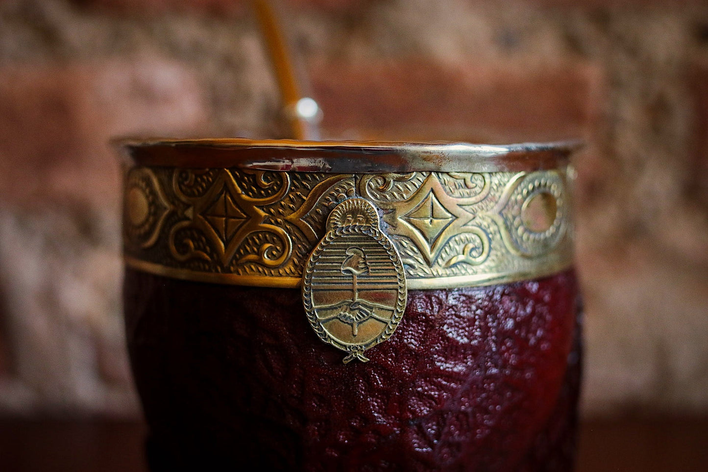 Imperial Cuero y Bronce con Escudo, Matepa y Bombilla