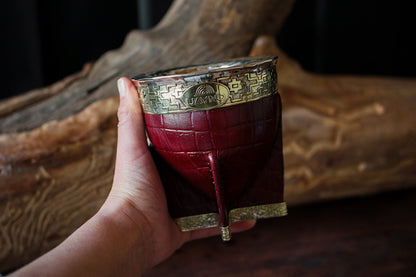 Mate Imperial de Cuero y Bronce con Bombilla