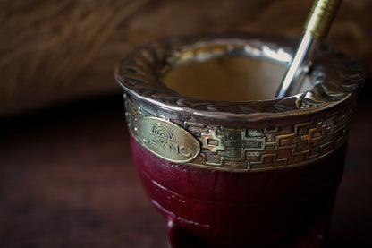 Mate Imperial de Cuero y Bronce con Bombilla