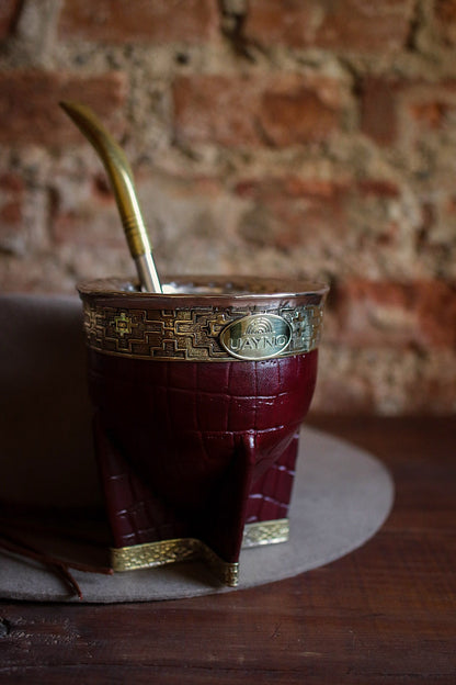 Mate Imperial de Cuero y Bronce con Bombilla