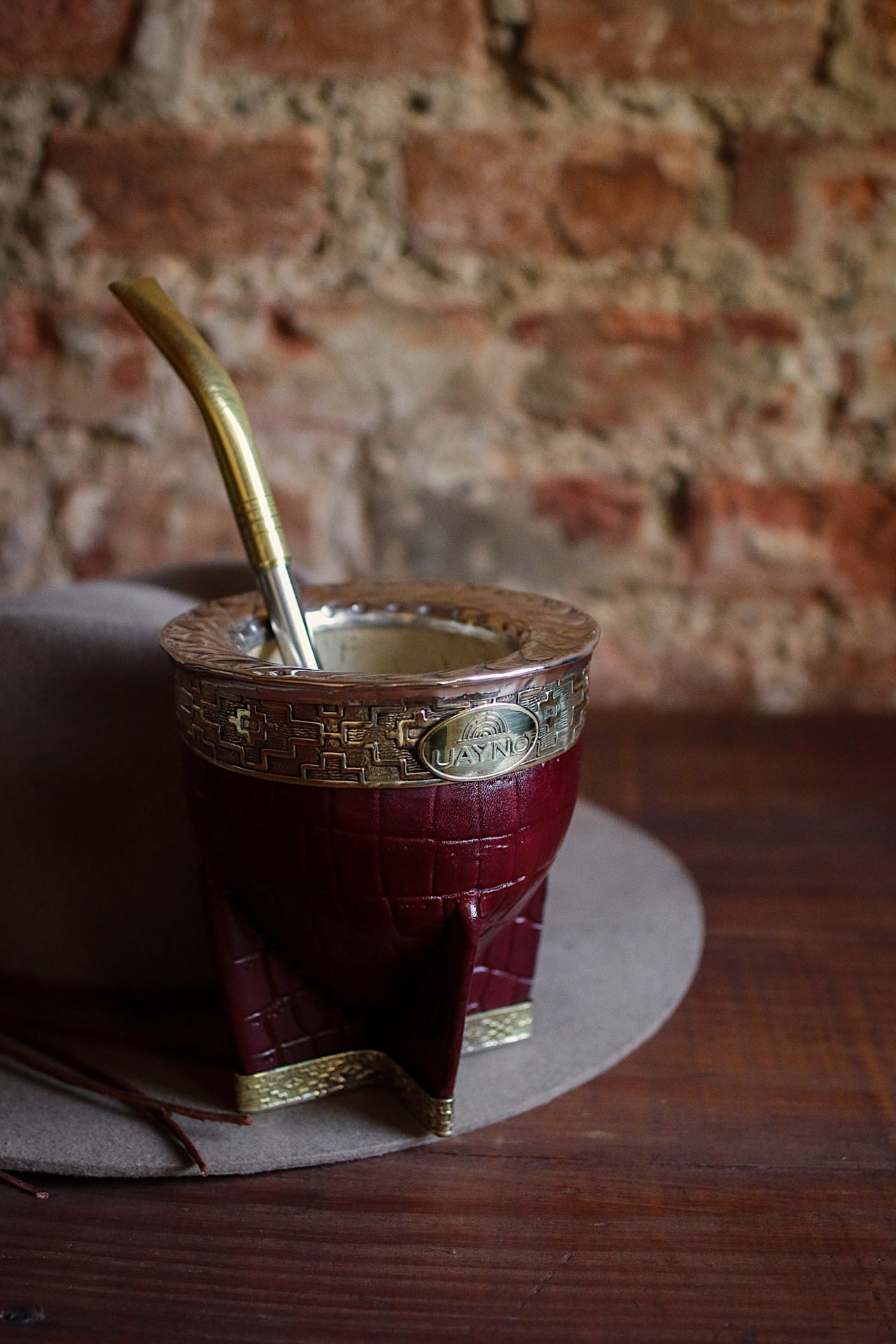 Mate Imperial de Cuero y Bronce con Bombilla