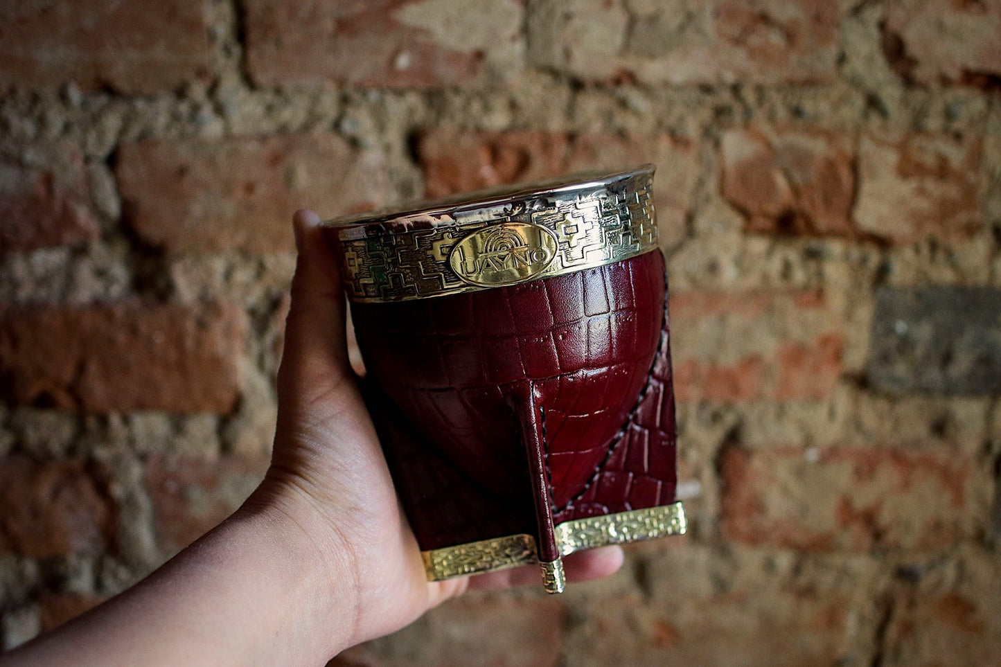 Mate Imperial de Cuero y Bronce con Bombilla