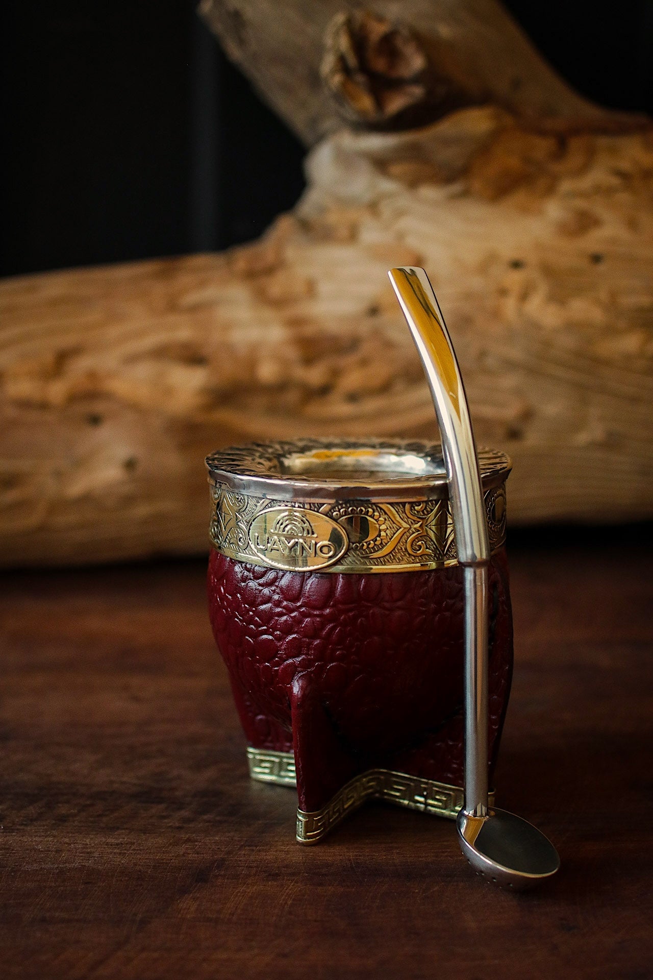 Mate Imperial de Cuero y Bronce con Bombilla