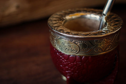 Mate Imperial de Cuero y Bronce con Bombilla