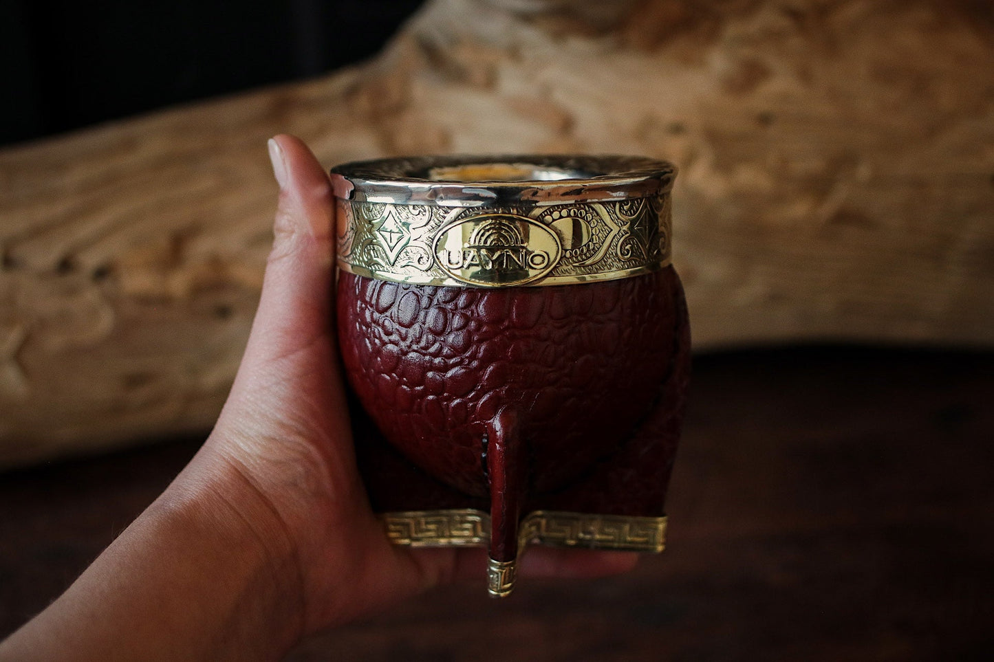 Mate Imperial de Cuero y Bronce con Bombilla