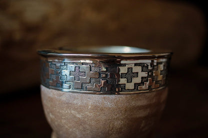 Mate de Cuero con Base de Alpaca y Bronce con Bombilla