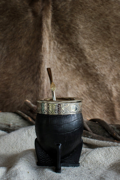 Imperial Cuero Croco y Alpaca con Bombilla