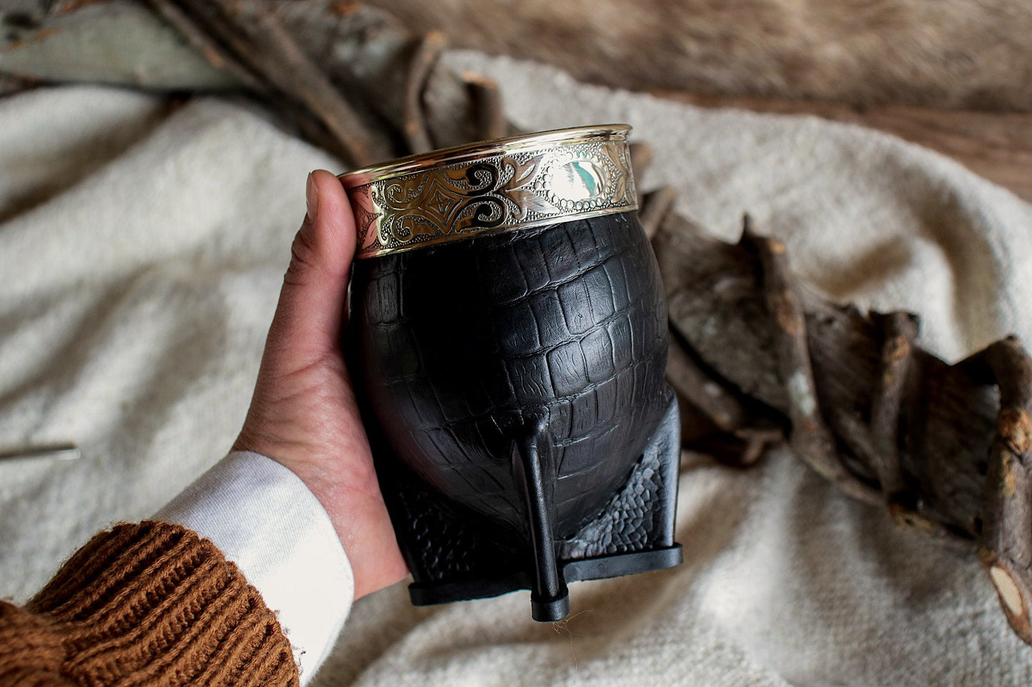 Imperial Cuero Croco y Alpaca con Bombilla