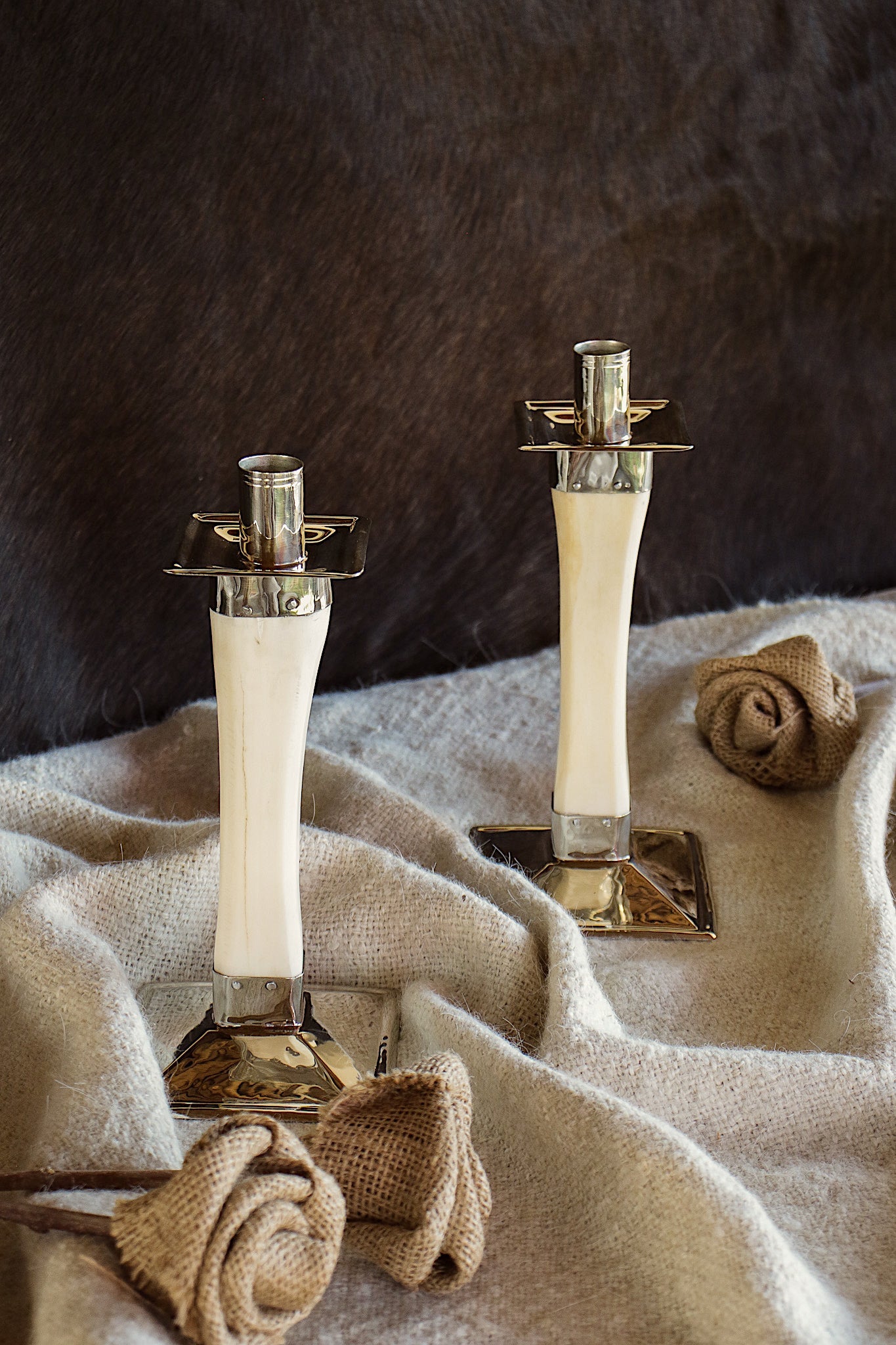 Candeleros de Hueso y Alpaca