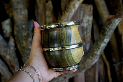 Mate de Palo Santo y Alpaca con Bombillon