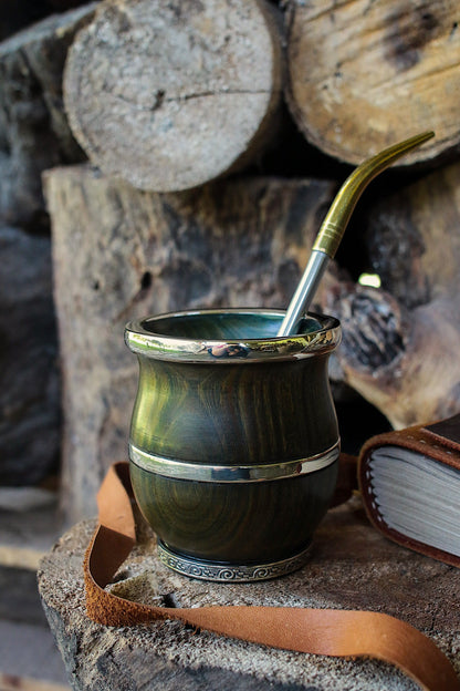 Mate de Palo Santo y Alpaca con Bombillon