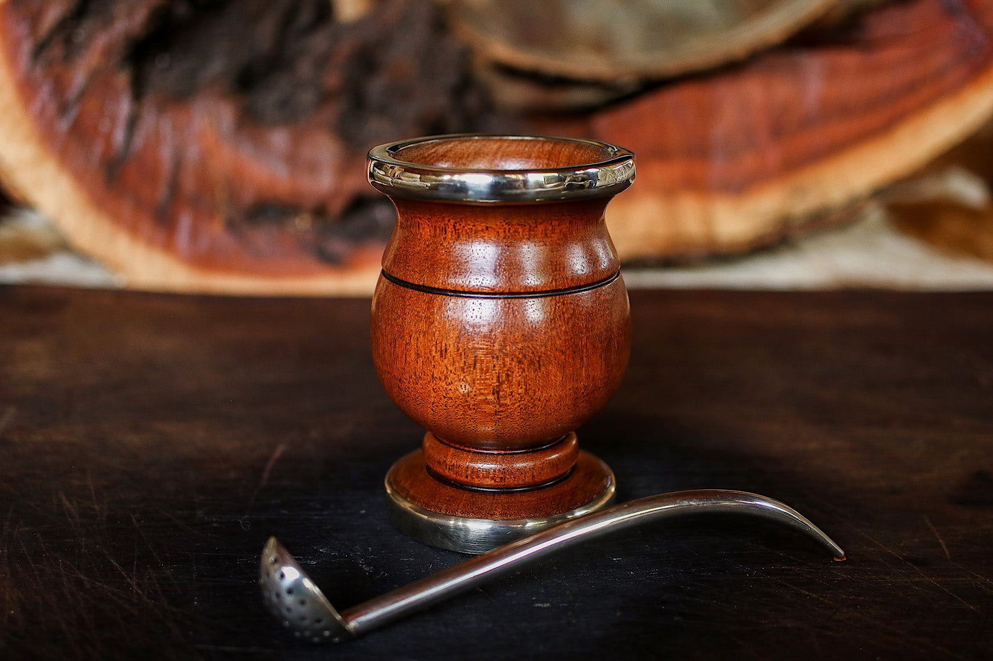 Mate de Algarrobo y Alpaca con Bombilla