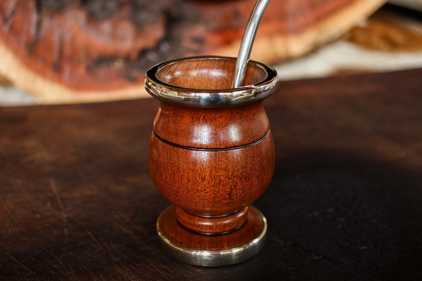 Mate de Algarrobo y Alpaca con Bombilla