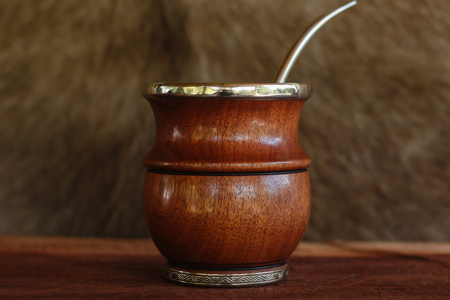 Mate de Algarrobo y Alpaca con Bombilla