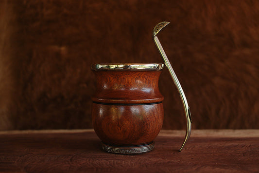 Mate de Algarrobo y Alpaca con Bombilla