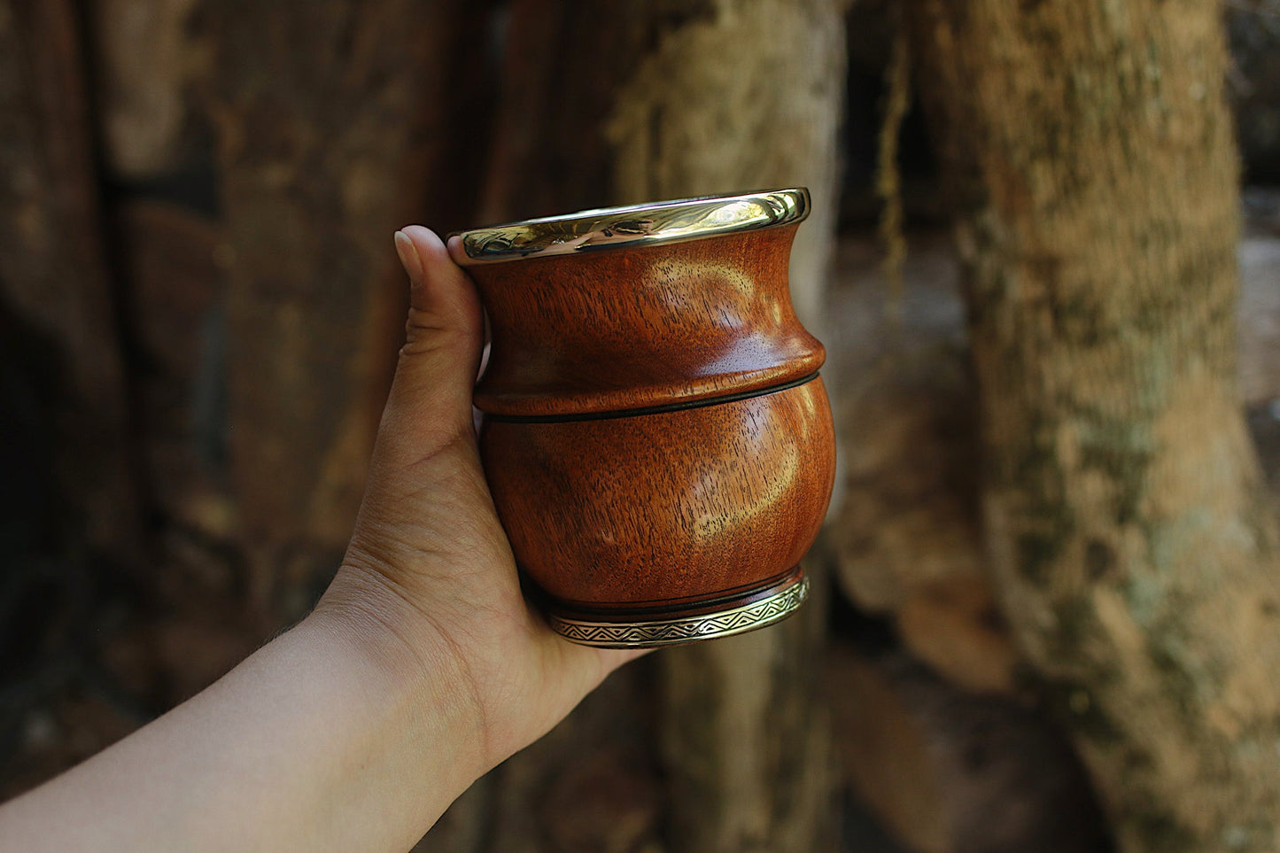 Mate de Algarrobo y Alpaca con Bombilla