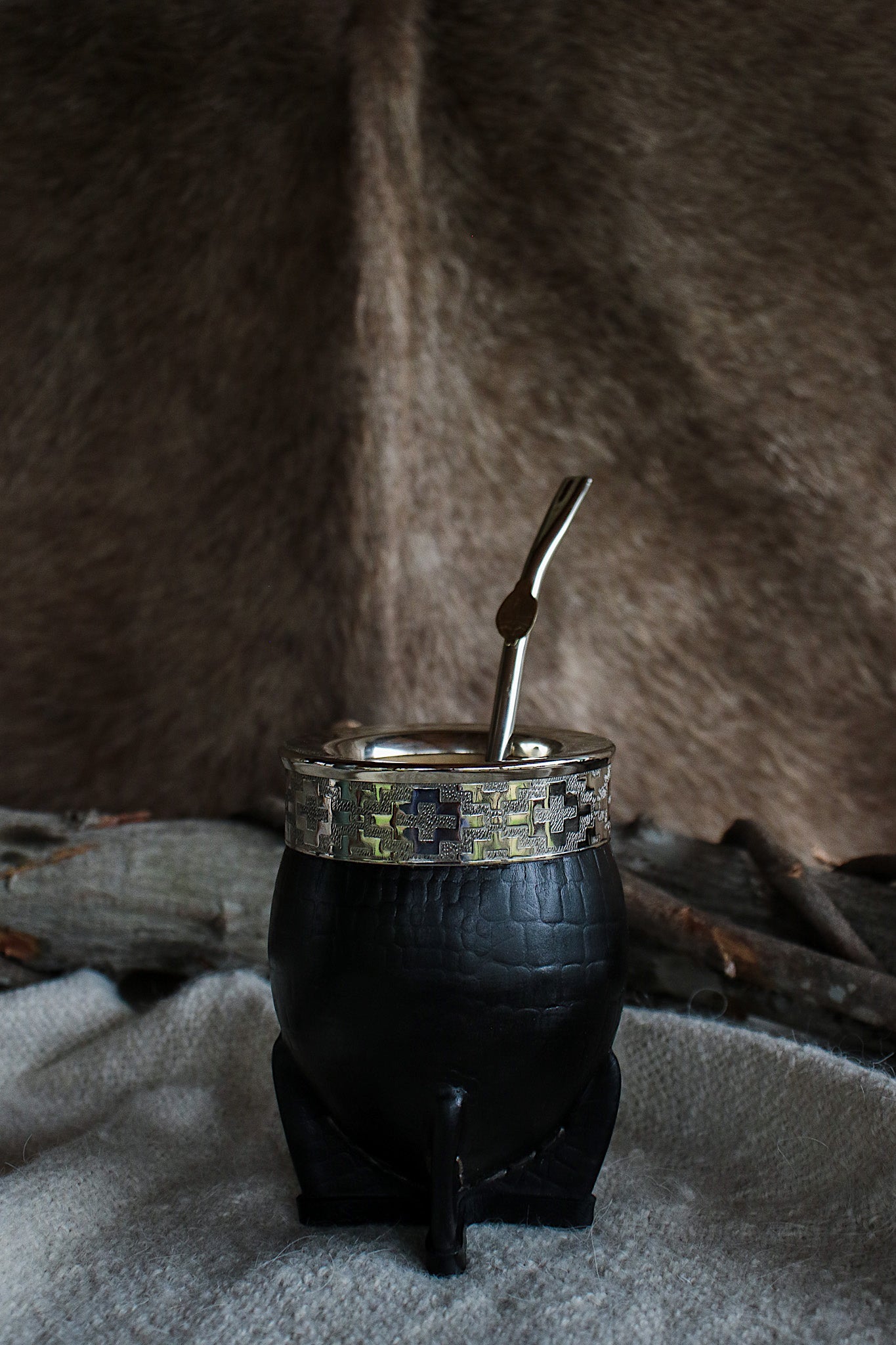 Imperial Cuero Croco y Alpaca con Bombilla